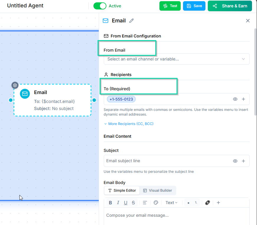 Configuring the Email